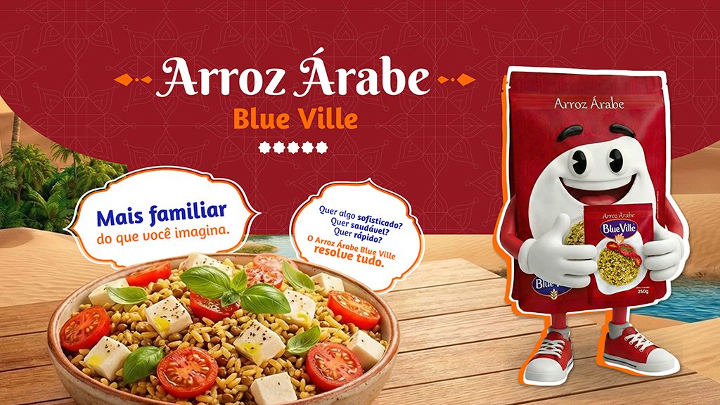 Criativo do case Blue Ville Alimentos